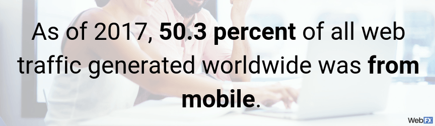 На самом деле, по состоянию на 2017 год,   50,3 процента всего веб-трафика   генерируется по всему миру с мобильного телефона